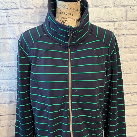 Lululemon Nice Asana Jacket in Shalom Stripe/Inkwell Pockets Zipper Yoga Size 12 - Picture 3 of 11